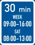 Parking is permitted within the days and hours specified, with a 30-minute limit