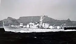 The Ford-class SAS Gelderland in Table Bay