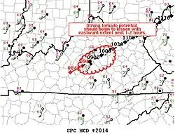 SPC Mesoscale Discussion #2014: Park City–Cave City–Horse Cave, Kentucky EF2 tornado