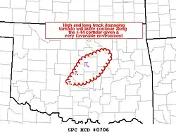 SPC Mesoscale Discussion #706: Lake Thunderbird–Bethel Acres–Shawnee, Oklahoma EF4 tornado