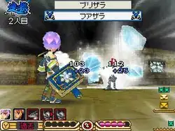 A color screenshot of 3D gameplay, showing stylized characters fighting.