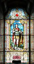 Stained glass of Saint George, done by Kantinka Pera Popadić