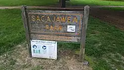 Sacajawea Park sign