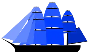 Fully rigged ship: three or more (all) square-rigged masts and headsails