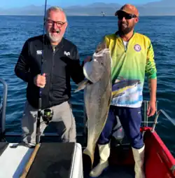 A picture of a large dusky kob caught off Mossel Bay, South Africa, during an inshore fishing trip