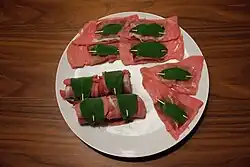 Raw saltimbocca prior to being cooked