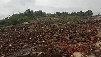 Rubble of ruined buildings