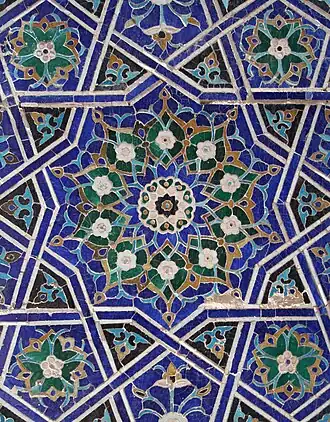 Girih, Islamic geometric patterns with inlaid floral decoration, Samarkhand