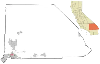 Location in San Bernardino County and the state of California