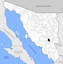 Location of the municipality in Sonora