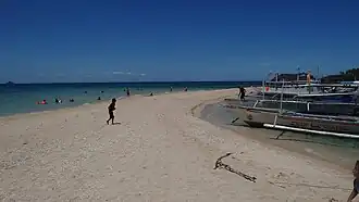 Bantigue Island's sandbar during low tide.