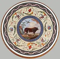 Table top with a bull by Pompeo Savini, ca. 1788