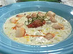 Corn chowder with scallops