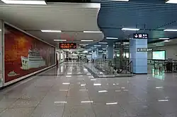 Line 2 concourse art wall in 2017 shortly before removal