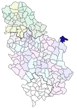 Location of Kladovo Municipality in Serbia