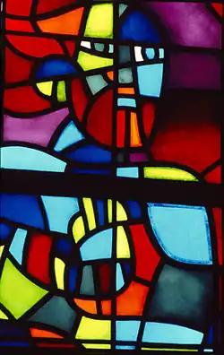 Abstract, detail of Jonah window by Sergio de Castro for the Collegiate of Romont, Switzerland