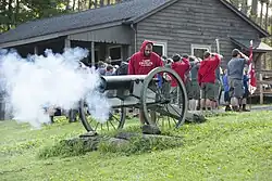 Each Morning our Traditional Cannon Blast is sounded during our Morning Colors.