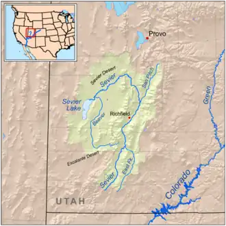 Sevier River watershed, (11,574 sq mi (29,980 km2))
