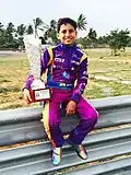 Shahan with his JK Tyre National Karting Championship Trophy.