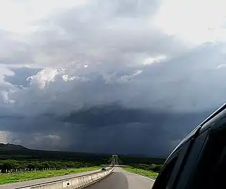 A shelf cloud in Durango, Mexico