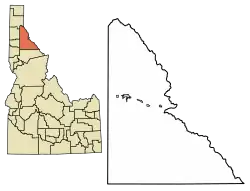 Location of Wardner in Shoshone County, Idaho.