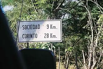 Road sign near Sociedad, Morazán