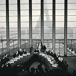 Signing of NATO membership invitation to West Germany in 1954, in the temporary NATO annex
