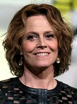 Photo of Sigourney Weaver, speaking at Comic Con International 2016 in San Diego, California