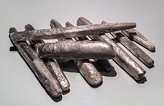 Silver melted into bars from hoard No 2.