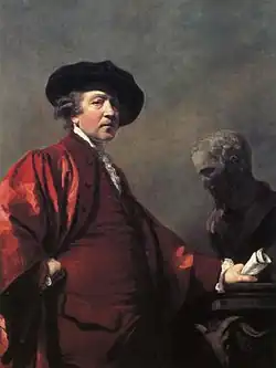 Self-Portrait by Joshua Reynolds, presented to the Royal Academy, of which he was first President. Rather like Rembrandt, but more successful, 1780