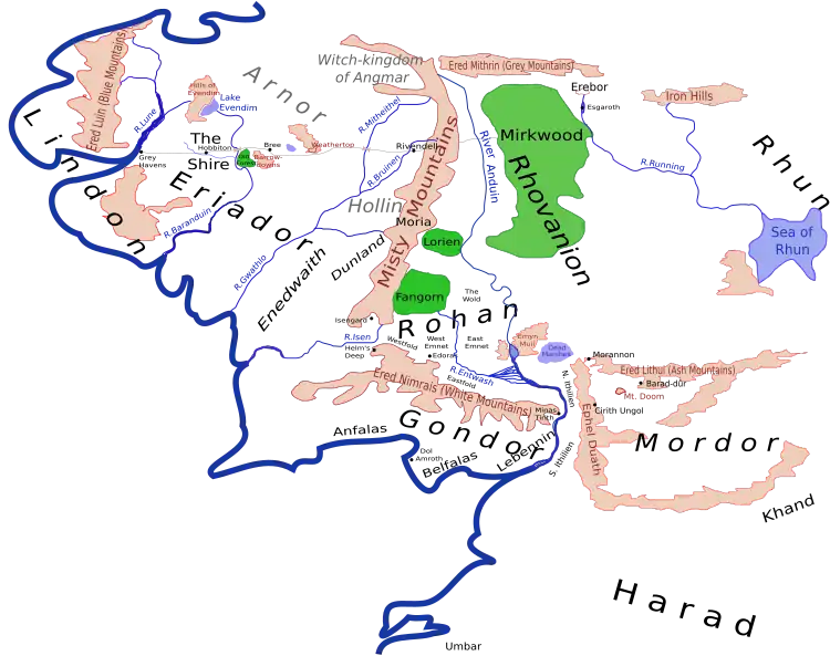 Sketch map of Middle-earth during the Third Age