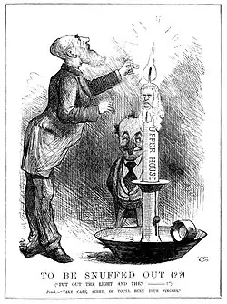 'To Be Snuffed Out (??)' featuring a caricature of Graham Berry, published in Melbourne Punch, 18 July 1878.