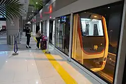 Platform screen doors at one of SHIA Skytrain station