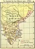 Map illustrating the Anglo-Mysore Wars, 1784.