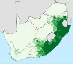 Proportion of the population that speaks a Nguni language at home in South Africa.