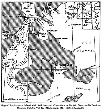 Capt. Capt. George Comer's 1913 map of Southampton.