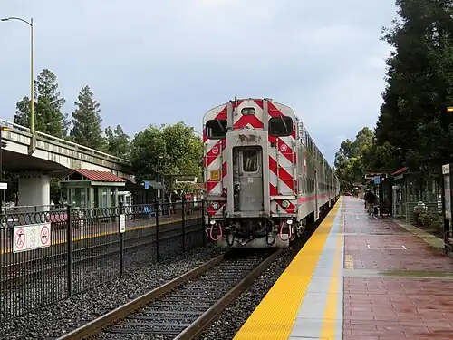 A train at a suburban railroad station