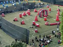 View of a course during a speedball game in progress