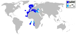 Map showing black seabream