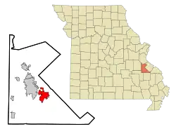 Location of Farmington, Missouri