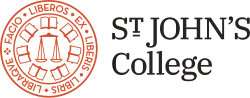 The logo of St. John's College consists of a round seal with the words "St. John's College" arranged by its side. The seal design consists of seven books arranged around a scale (balance) in the center. Around the seal are the words Facio liberos ex liberis libris libraque, the college's motto in Latin.