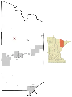 Location of the city of Cook within Saint Louis County, Minnesota