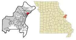 Location of Jennings, Missouri