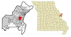 Location of Ladue, Missouri