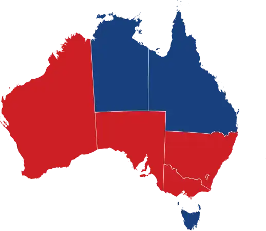 Premiers by party affiliation by state and territory