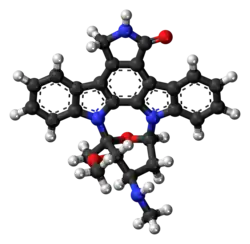 Ball-and-stick model of the staurosporine molecule
