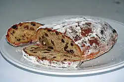 Sliced stollen on a plate