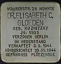 Stumbling stone of Elisabeth Charlotte Gloeden, Mohrenstraße 26 Köln-Altstadt-Nord