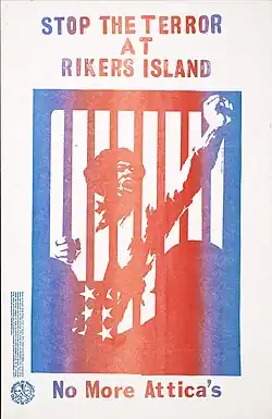 1974 poster protesting conditions at Rikers Island