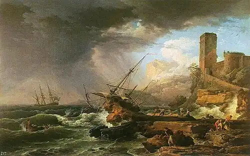 Claude Joseph Vernet's Rocky Coast in a Storm, now in the Wallace Collection
